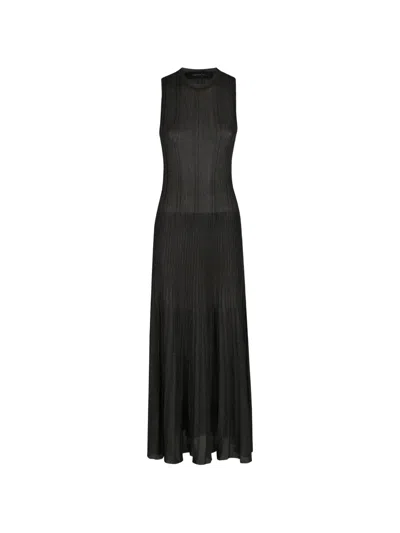 Federica Tosi Ribbed-knit Sleeveless Maxi Dress In Black