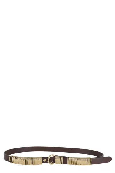 Federica Tosi Ring Belt With Decorative Gold-colored Metal Rings In Burgundy