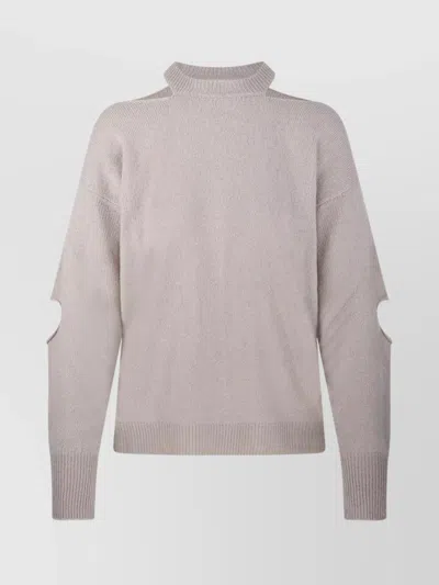 Federica Tosi Round Neck Cut Sweater In Gray