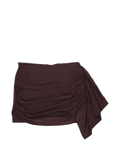 Federica Tosi Ruched Draped Mini Skirt In Brown