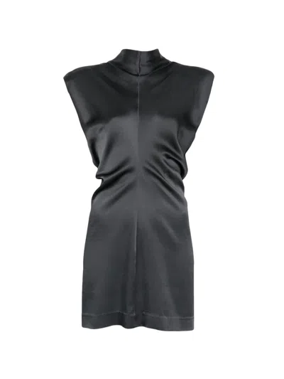 Federica Tosi Ruched Mock-neck Mini Dress In Black