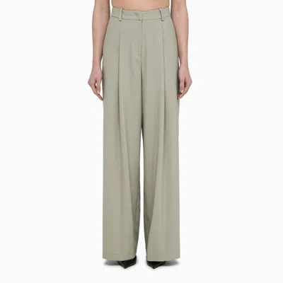 Federica Tosi Sage Green Wool-blend Wide Trousers