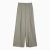 Shop Federica Tosi Sage Wool-blend Wide Trousers In Green