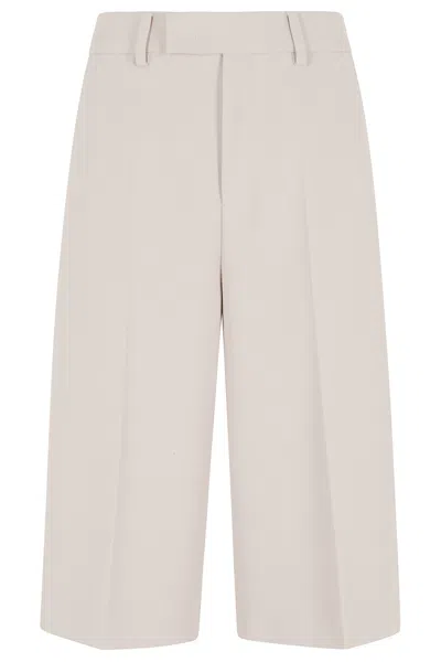 Federica Tosi Sand Bermuda Cady Concealed-hooks Polyester Shorts In White