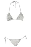 Federica Tosi Sand Python Bikini Triangle Python-print Nylon Bikini In Gray