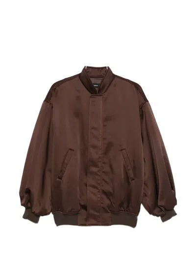 Federica Tosi Satin-finish Oversized Bomber Jacket In Brown