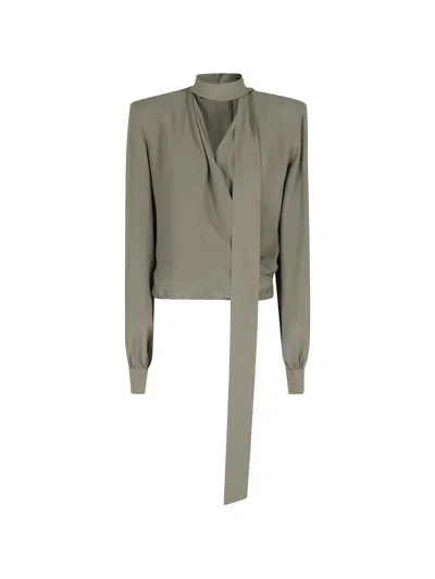 Federica Tosi Scarf-detail Wrap Blouse In Gray