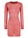 Federica Tosi Mini Dress With Wide-knit Stretch Fabric In Red