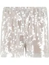 Federica Tosi Metallic Sequin Shorts With Net Design In Weiss
