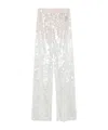 Federica Tosi Wide-leg Trousers With Shimmering Sequin Detailing In Bianco