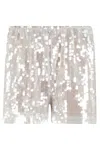 Federica Tosi Metallic Sequin Shorts With Net Design In White
