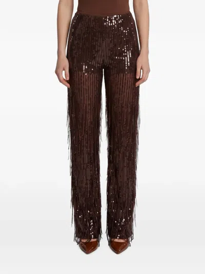 Federica Tosi Sequin-embellished High-waisted Rousers In Brown