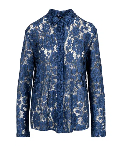 Federica Tosi Sheer Floral Lace Shirt In Burgundy