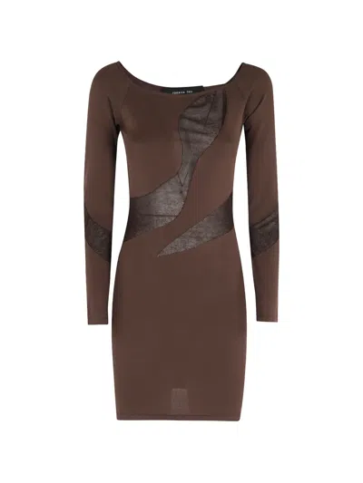 Federica Tosi Sheer Panel Dress In Brown