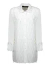 Federica Tosi Embroidered Fringe White Shirt With Leaf Motif In White