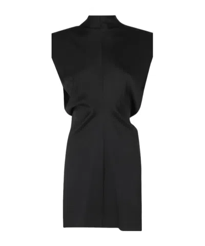 Federica Tosi Padded-shoulder Sleeveless Mini Dress In Black