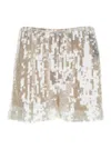 Federica Tosi Metallic Sequin Shorts With Net Design In Grey