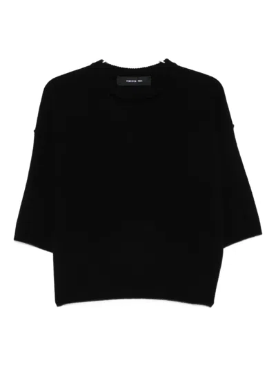 Federica Tosi Short-sleeves Cropped Sweater In Black