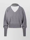 Federica Tosi Short V-neck Knit Sweater In Gray