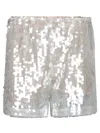 Federica Tosi Metallic Sequin Shorts With Net Design In White