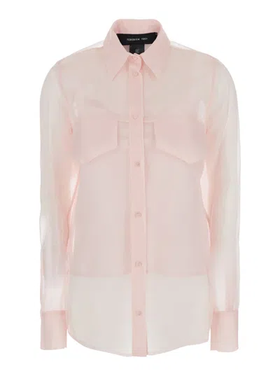 Federica Tosi Silk Pointed-collar Shirt In Pink