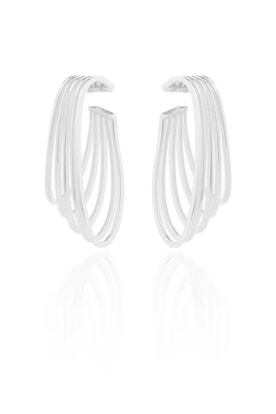 Federica Tosi Silver Ear Cuff The Couple 925 Silver Plated Bronze Metal Earrings In White