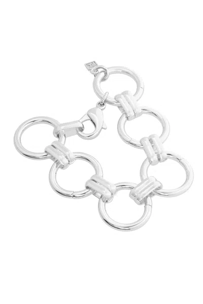 Federica Tosi Silver Gigi Snap Hook 925 Silver Plated Bronze Metal Bracelet In Metallic