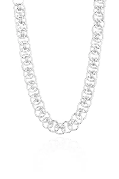 Federica Tosi Silver Lace Bella 925 Silver Plated Bronze Metal Necklace In Metallic