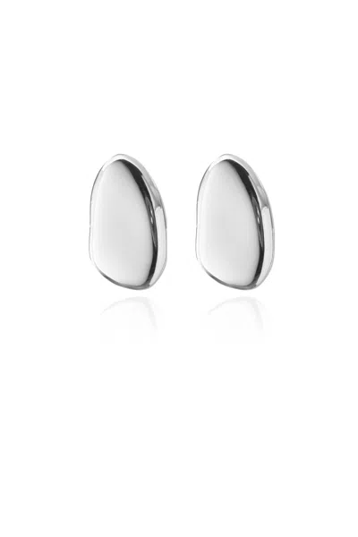 Federica Tosi Silver Lobo New Stone 925 Silver Plated Bronze Metal Earrings In Metallic