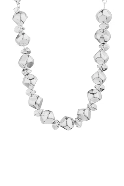 Federica Tosi Silver Mix Stone 925 Silver Plated Bronze Metal Necklace