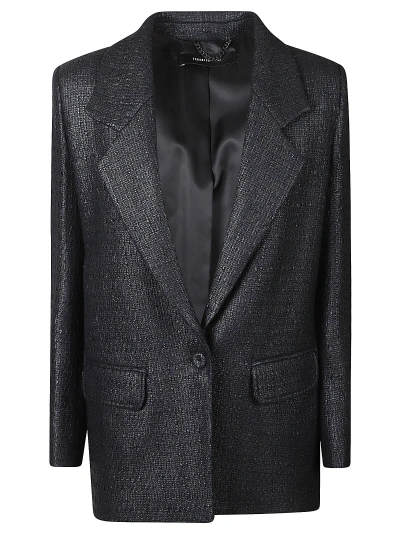 Federica Tosi Single-button Tweed Blazer In Black