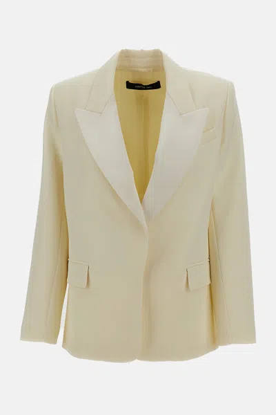 Federica Tosi Single-breasted Cady Revere Rayon Satin Luxe Blazer In Neutral