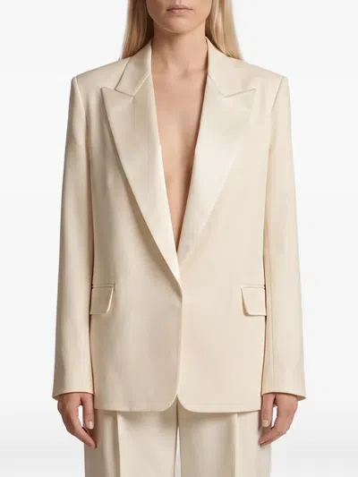 Federica Tosi Single Breasted Satin Cady Blazer In Neutral