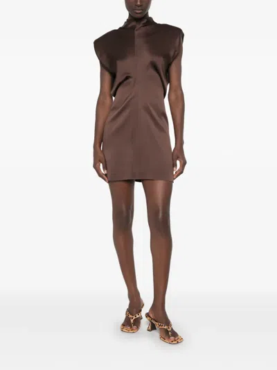 Federica Tosi Sleeveless Mini Dress In Brown