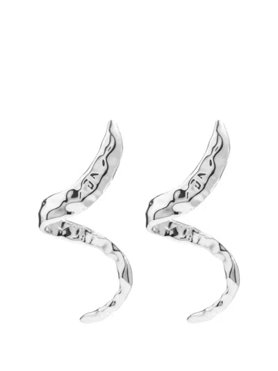 Federica Tosi Snake Textured Drop Earrings In Blue