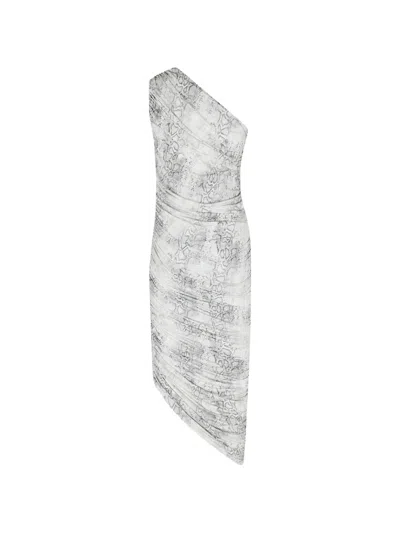 Federica Tosi Snake-print Draped Asymmetric Dress In White
