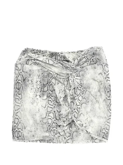 Federica Tosi Snake-print Knotted Mini Skirt In White
