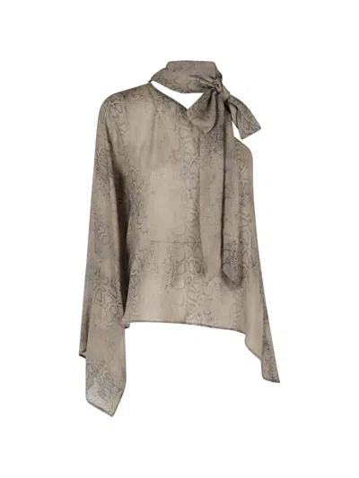 Federica Tosi Blusa Monospalla Georgette Stampa Pitone In Green