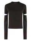 Federica Tosi Innovative Cut-off Crew Neck Sweater With Removable Sleeves In Black