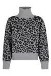 Federica Tosi Spotted Gray And Black High-collar Sweater In Animal Print