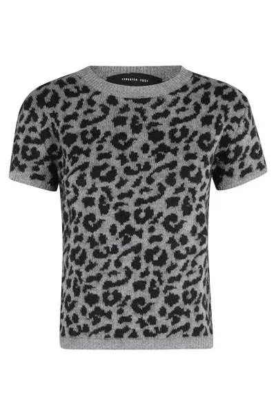 Federica Tosi Spotted Pattern Short-sleeve Crew Neck Sweater In Animal Print