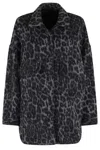 Federica Tosi Leopard-print Buttoned Coat In Black