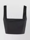 Federica Tosi Square Neckline Sleeveless Cropped Tight Blouse In Black