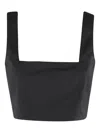 Federica Tosi Square Neckline Sleeveless Cropped Tight Blouse In Black