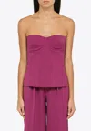Federica Tosi Peony Wool Blend Top With Fitted Bodice In Pink