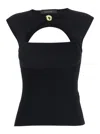 Federica Tosi Black Top With Jewel Detail On The Front In Viscose Blend Woman