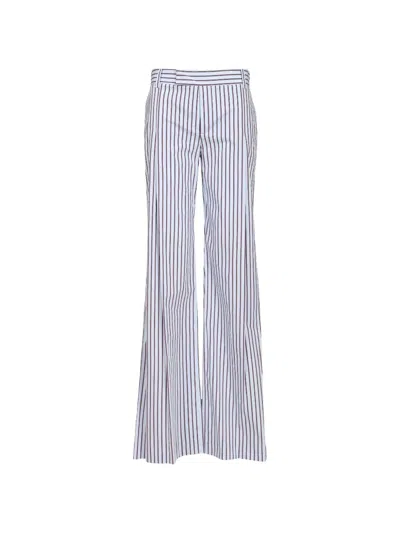 Federica Tosi Pantalone 1p Classic Popeline Righe Trousers Multicolor In Blue
