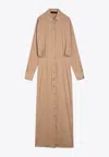 Federica Tosi Striped Viscose Blend Chemisier Dress In Beige