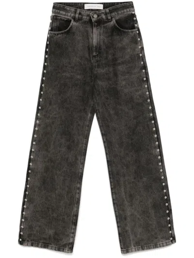Federica Tosi Stud-embellished Jeans In Grey