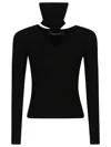 Federica Tosi Cut Out V Turtle Neck Sweater In Black